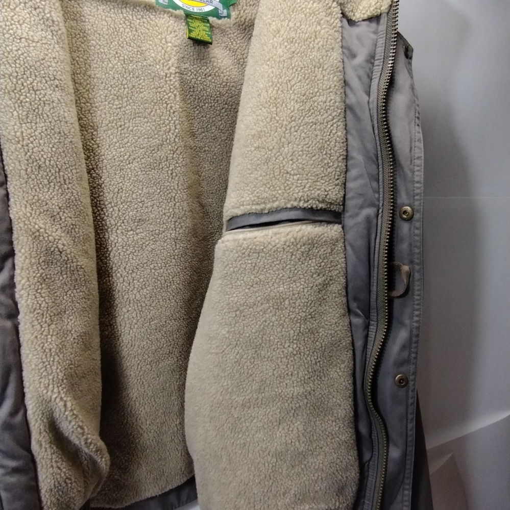 Cabela's Grey Thinsulate Winter Coat l Xl Tall l Sherpa 100% Cotton l Zipup Hood - Picture 3 of 13